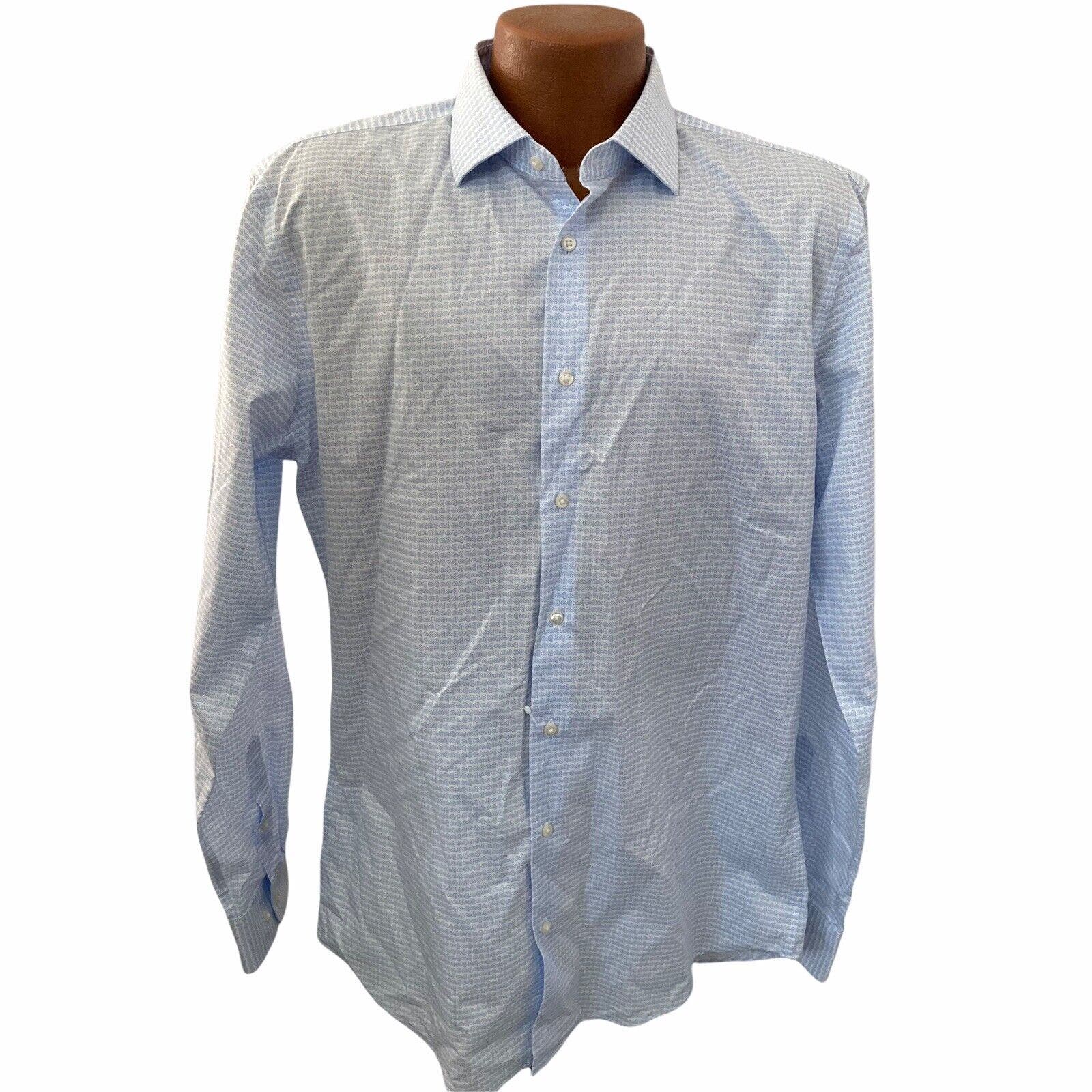 Nordstrom Shirt Mens 16 36/37 Non Iron Blue Vista White Paisley Button Front
